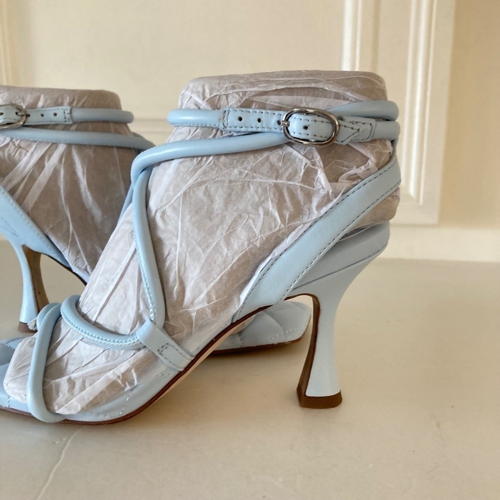 NWOT Sam Edelman Free People Maven Blue Leather Strappy Heels Sz 6 - Picture 3 of 7